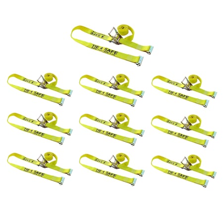 Tie 4 Safe 2 x 12' E Track Ratchet Straps w/ E Clips, WLL- 1,000 lbs., PK10 RT06-12M23Y-10